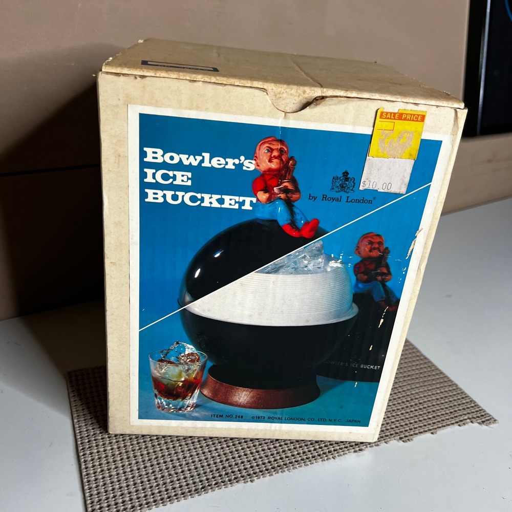 Vintage 1973 Royal London Bowler's Ice Bucket No. 248 Bowling Ball Japan Box